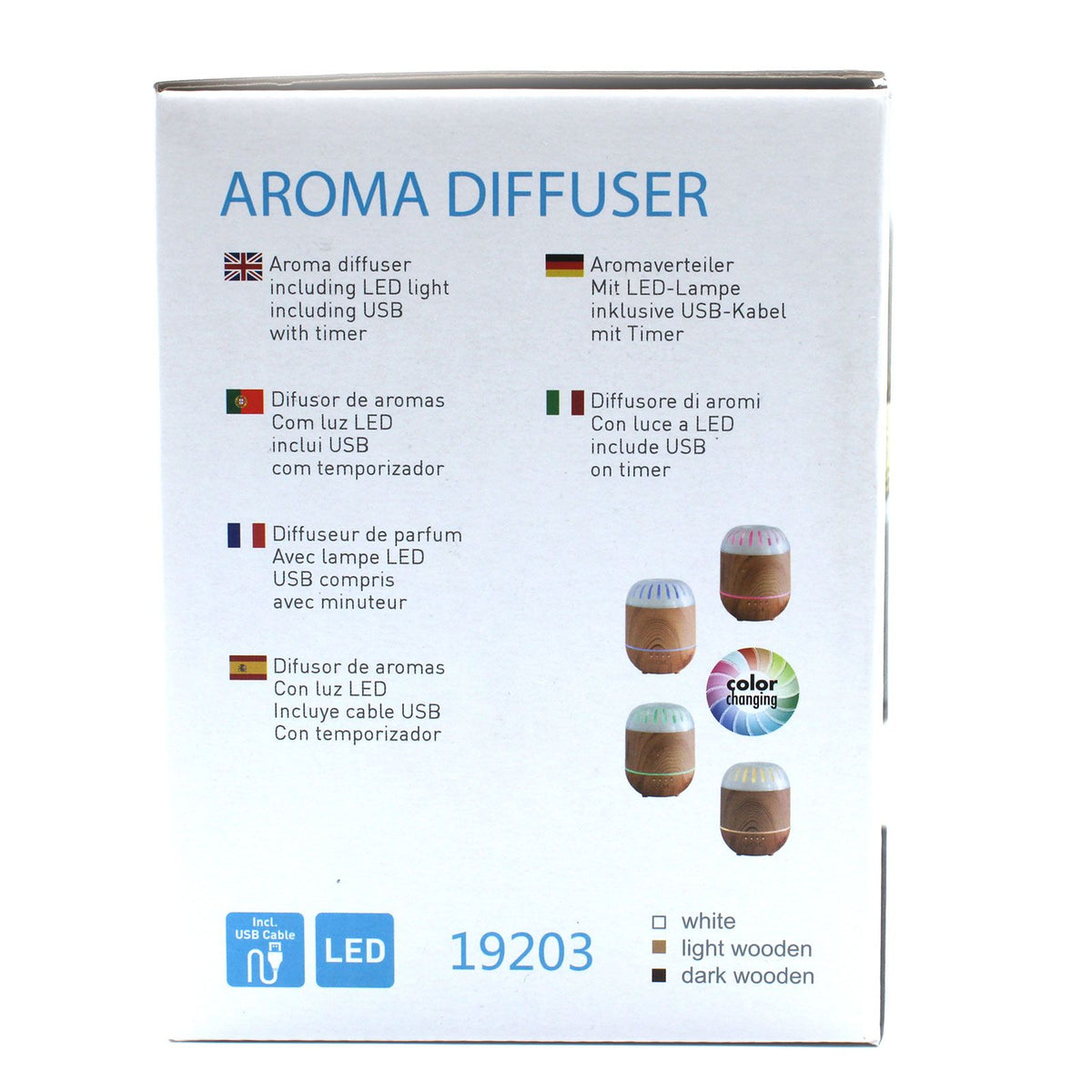 Difusor Atomizador Palermo con USB, Cambio de Color y Temporizador