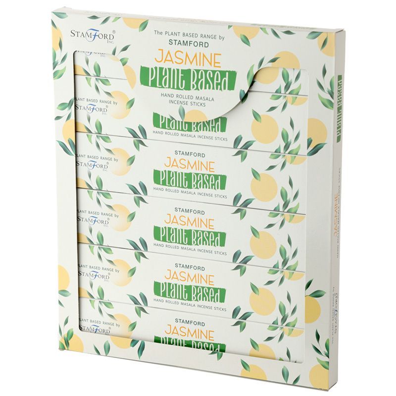 Stamford Jasmine plant-based hand rolled masala incense sticks in a display box