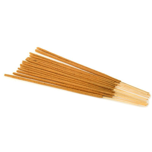 Bundle of natural brown incense sticks on a white background