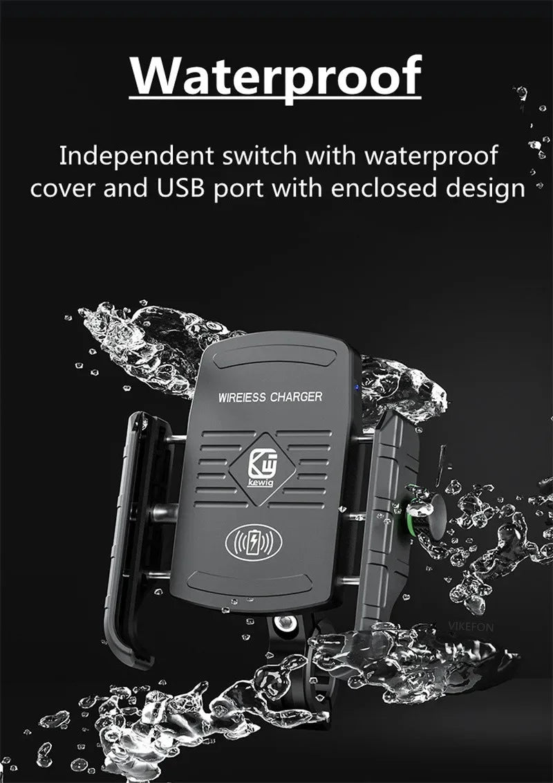 Soporte de Móvil para Moto con Carga Inalámbrica Rápida y USB