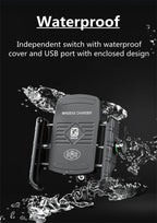 Soporte de Móvil para Moto con Carga Inalámbrica Rápida y USB