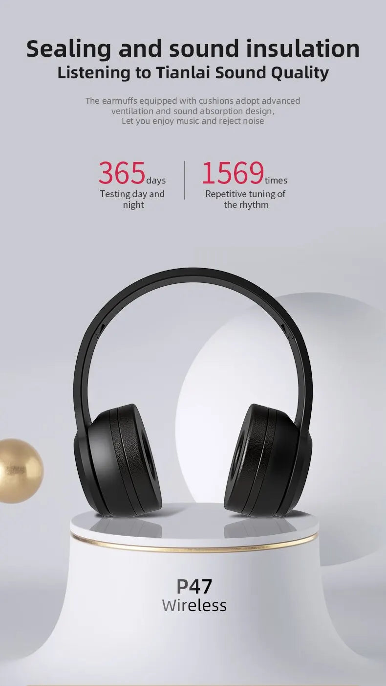 Auriculares Bluetooth P47 5.0 Plegables con Cancelación de Ruido