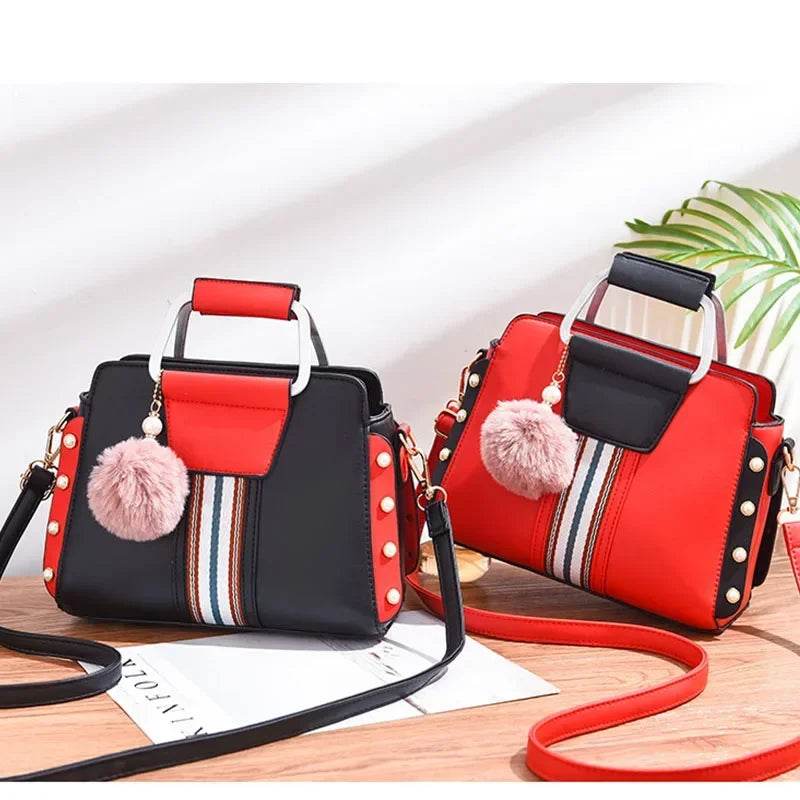 Bolso doble color con pompón - Kamivashop