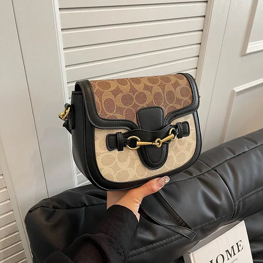 Bolso Retro Tipo Silla de Montar – Diseño Vintage en PU, Doble Uso (Hombro y Bandolera) y Forro de Poliéster