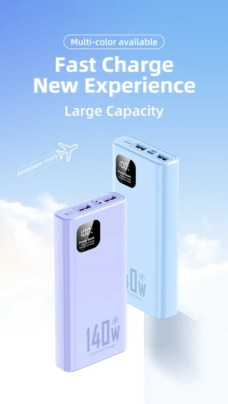 Power Bank Portátil 500000mAh con Carga Súper Rápida 140W – Batería Externa para iPhone, Samsung, Xiaomi y Huawei