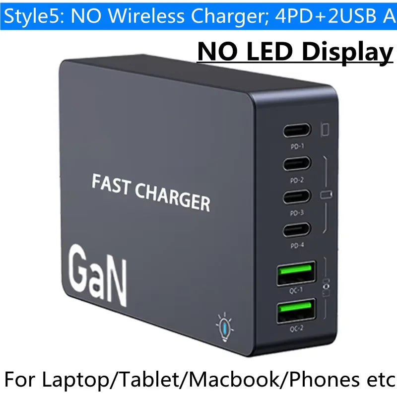 Cargador GaN USB-C 1080W con PD 3.0 y PPS – Estación de Carga Rápida para Portátil y Móvil