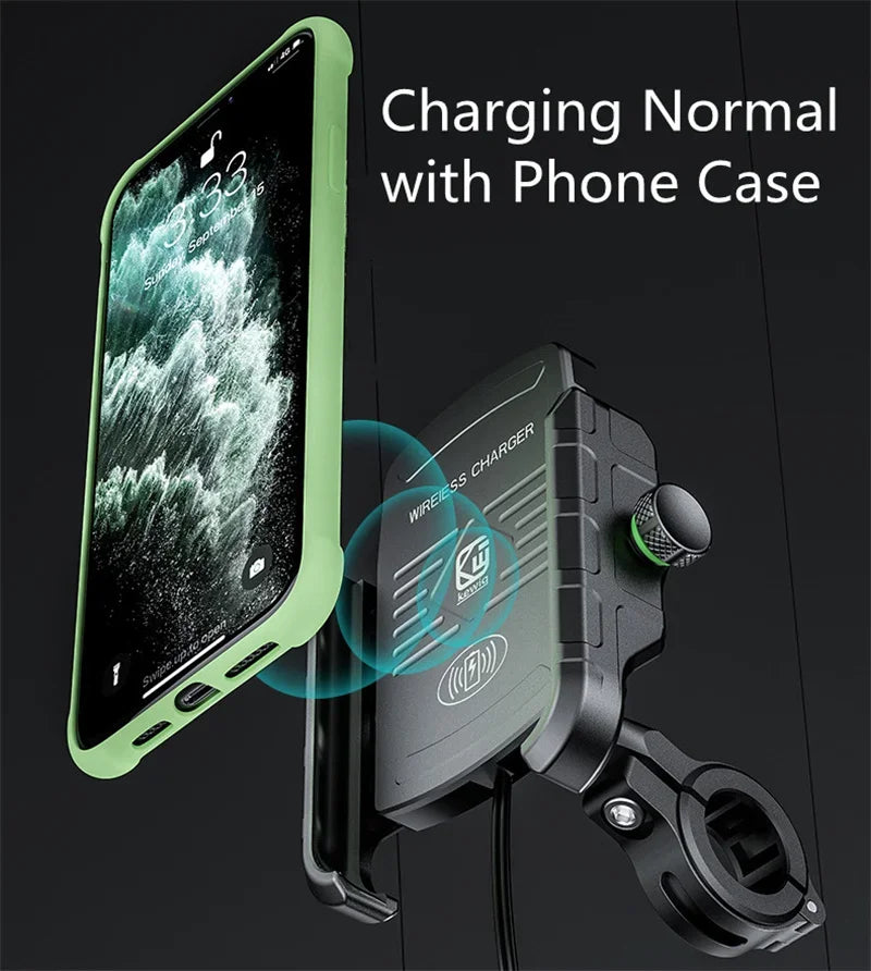 Soporte de Móvil para Moto con Carga Inalámbrica Rápida y USB