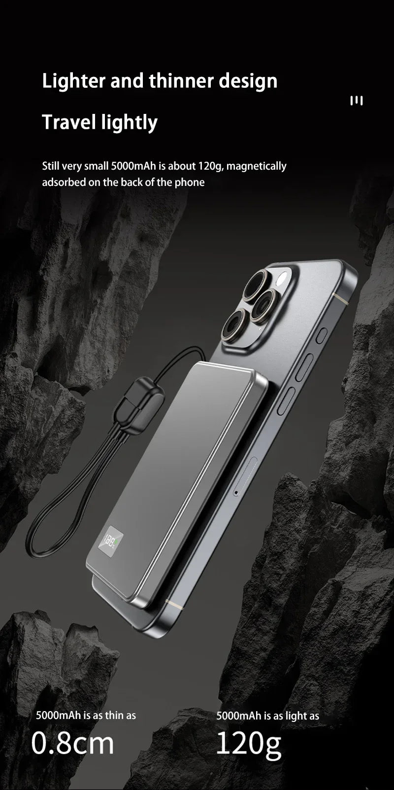 Power Bank Magnético Inalámbrico PD 22.5W – Carga Rápida para iPhone y Samsung