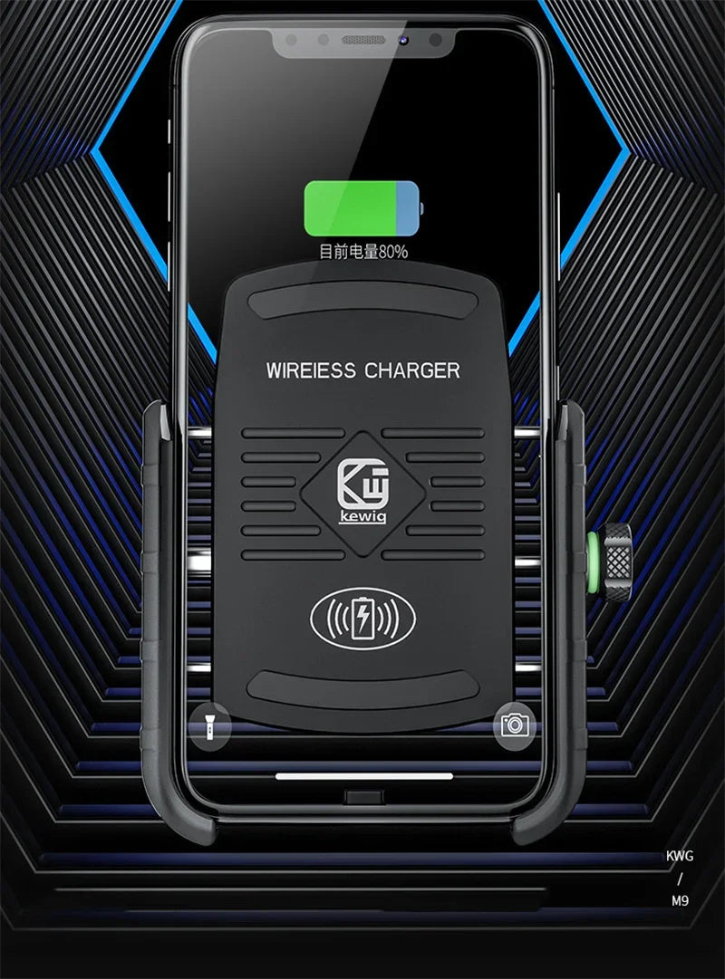 Soporte de Móvil para Moto con Carga Inalámbrica Rápida y USB