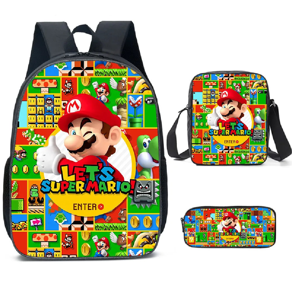 Mochila 3PC-Set 3D Mario Bros - Kamivashop