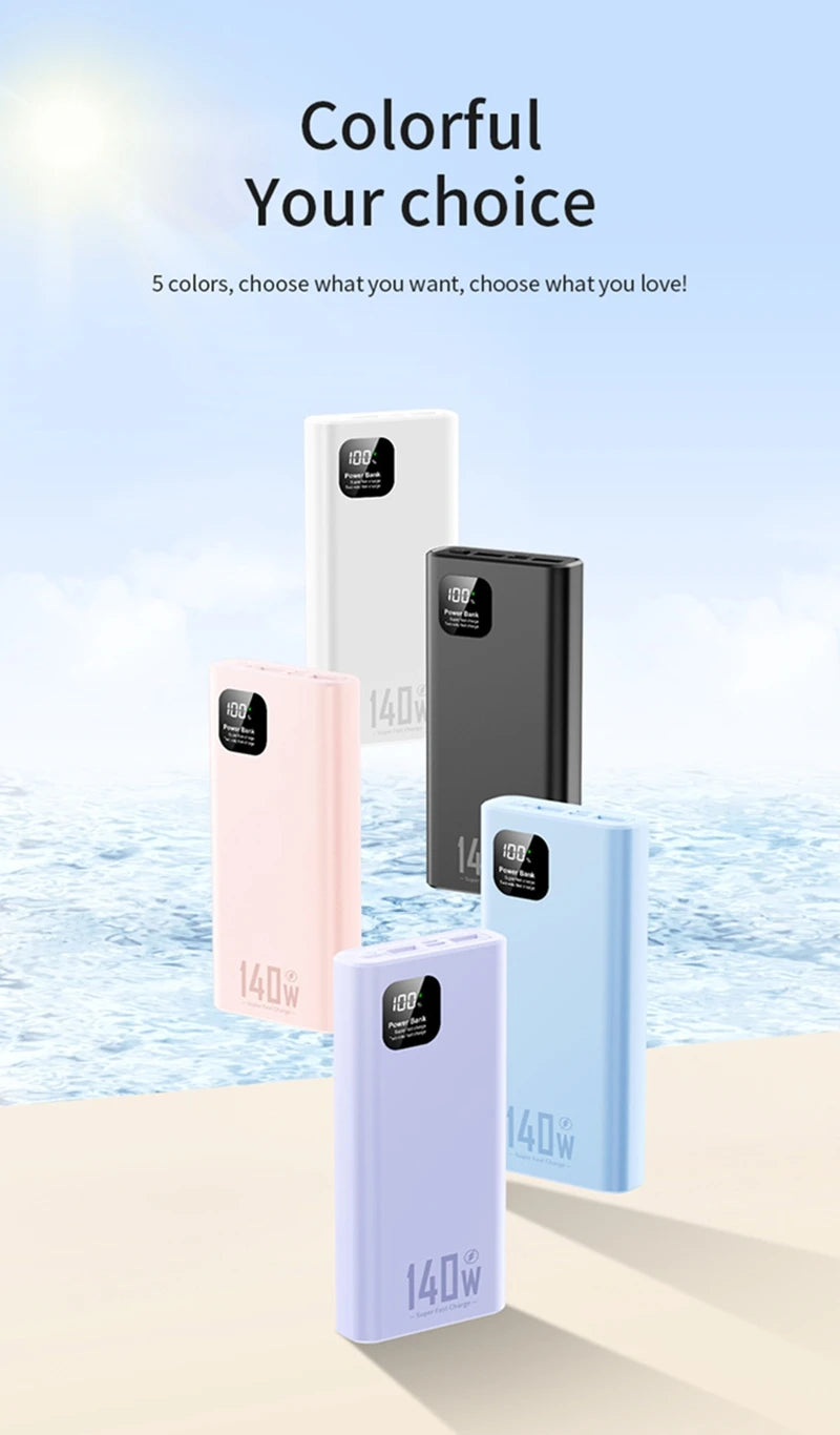 Power Bank Portátil 500000mAh con Carga Súper Rápida 140W – Batería Externa para iPhone, Samsung, Xiaomi y Huawei