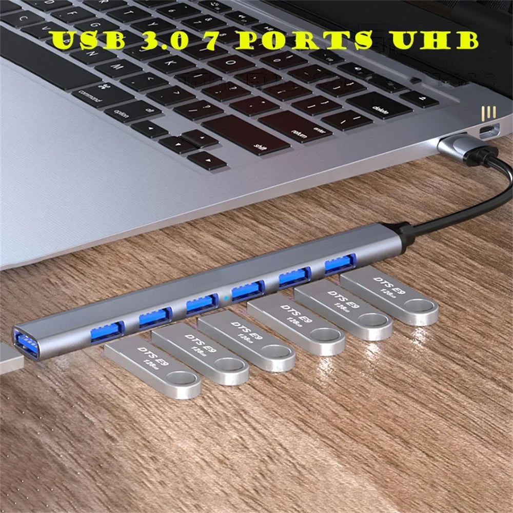 Hub USB 3.0 de 7 Puertos con Adaptador USB-C