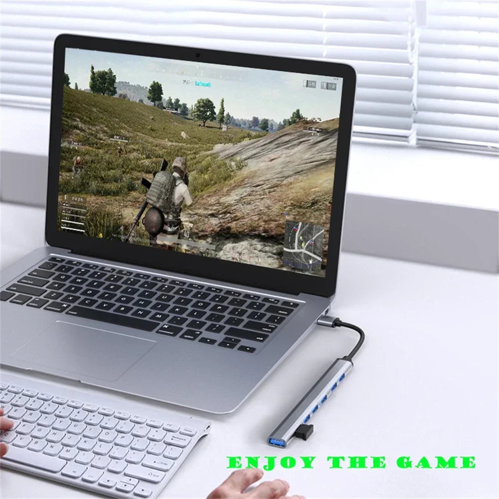 Hub USB 3.0 de 7 Puertos con Adaptador USB-C