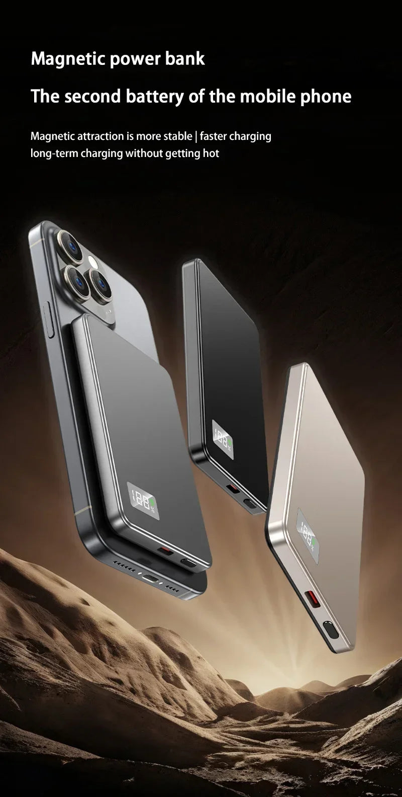 Power Bank Magnético Inalámbrico PD 22.5W – Carga Rápida para iPhone y Samsung