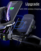 Soporte de Móvil para Moto con Carga Inalámbrica Rápida y USB