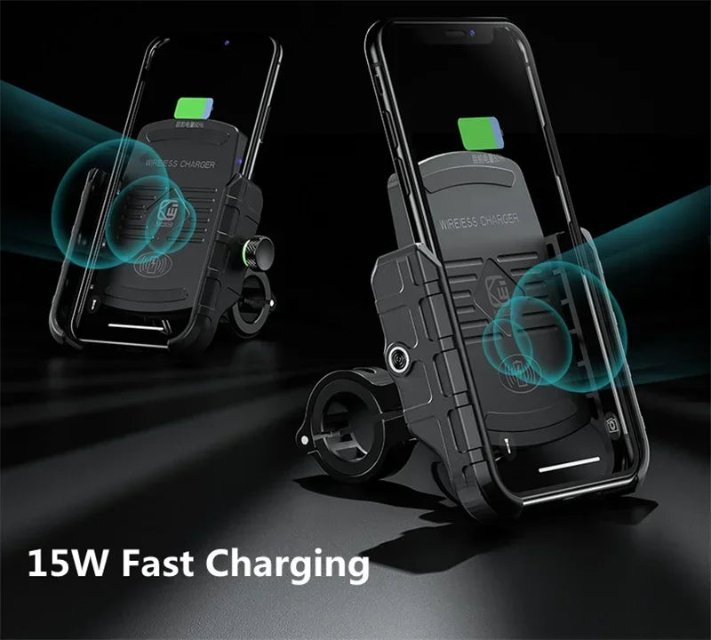 Soporte de Móvil para Moto con Carga Inalámbrica Rápida y USB