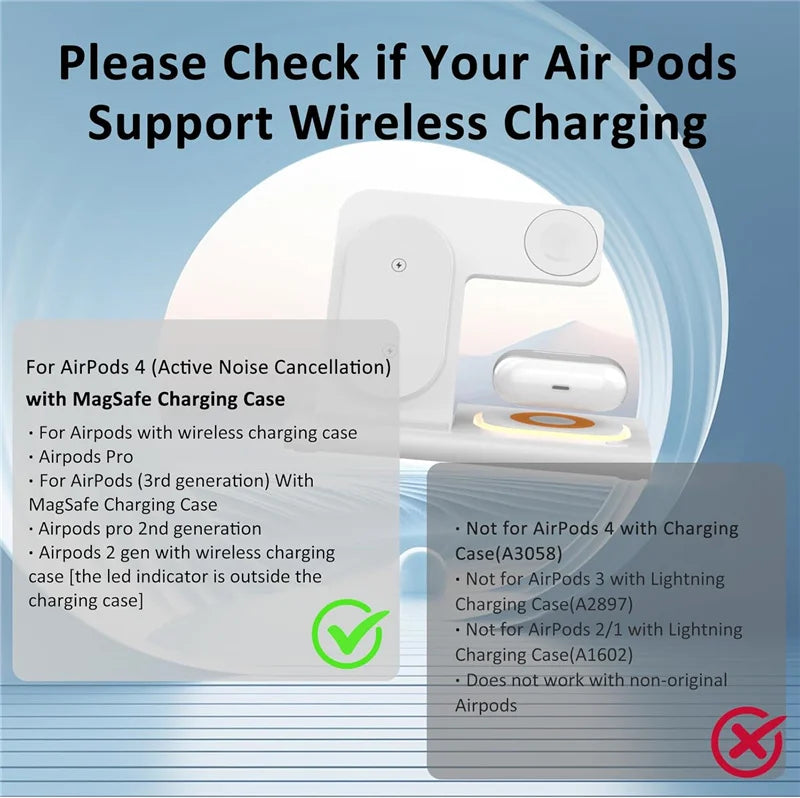 Soporte de Carga Inalámbrica 3 en 1 Plegable para iPhone, Apple Watch y AirPods