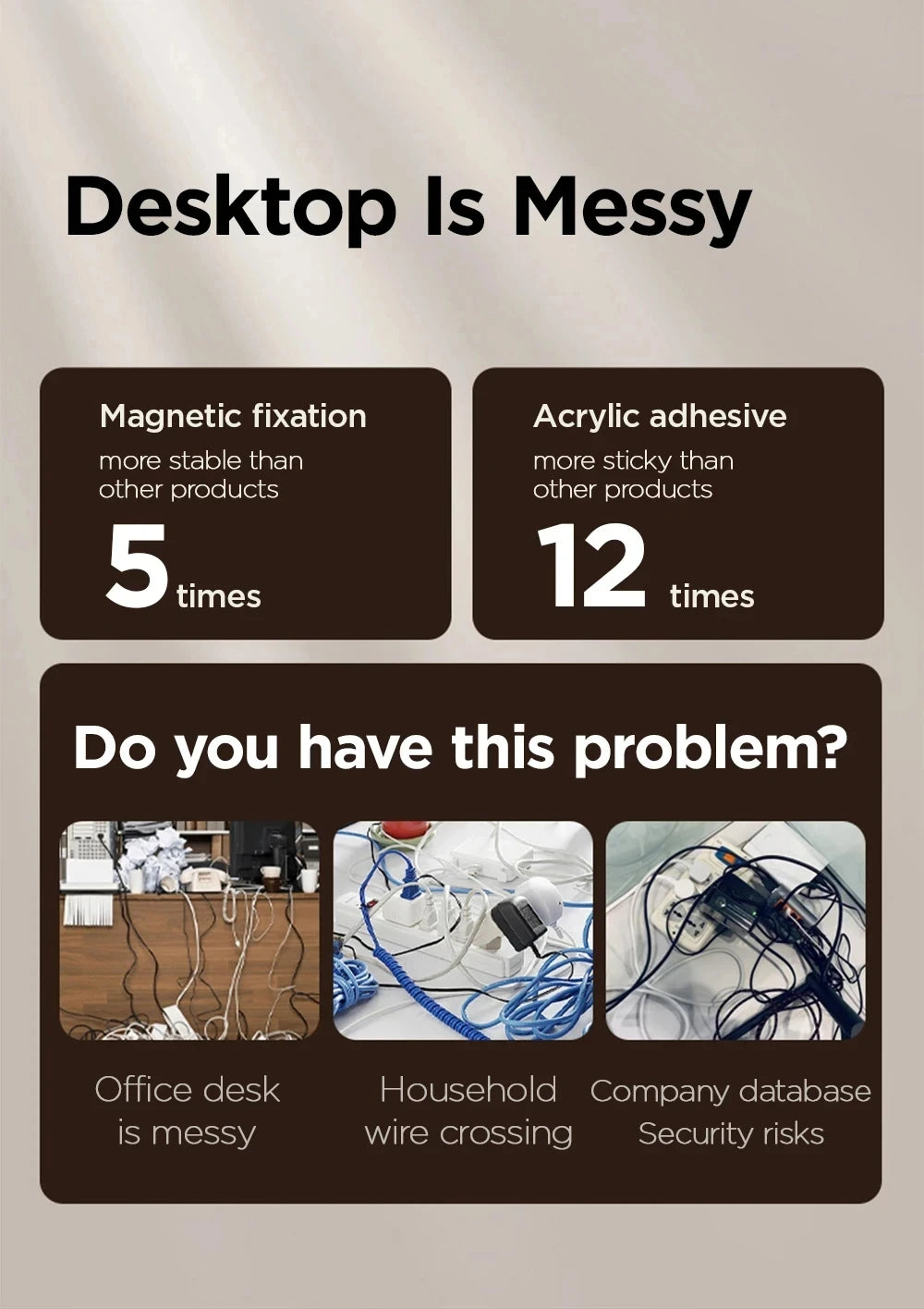 Organizador Magnético de Cables Adhesivo