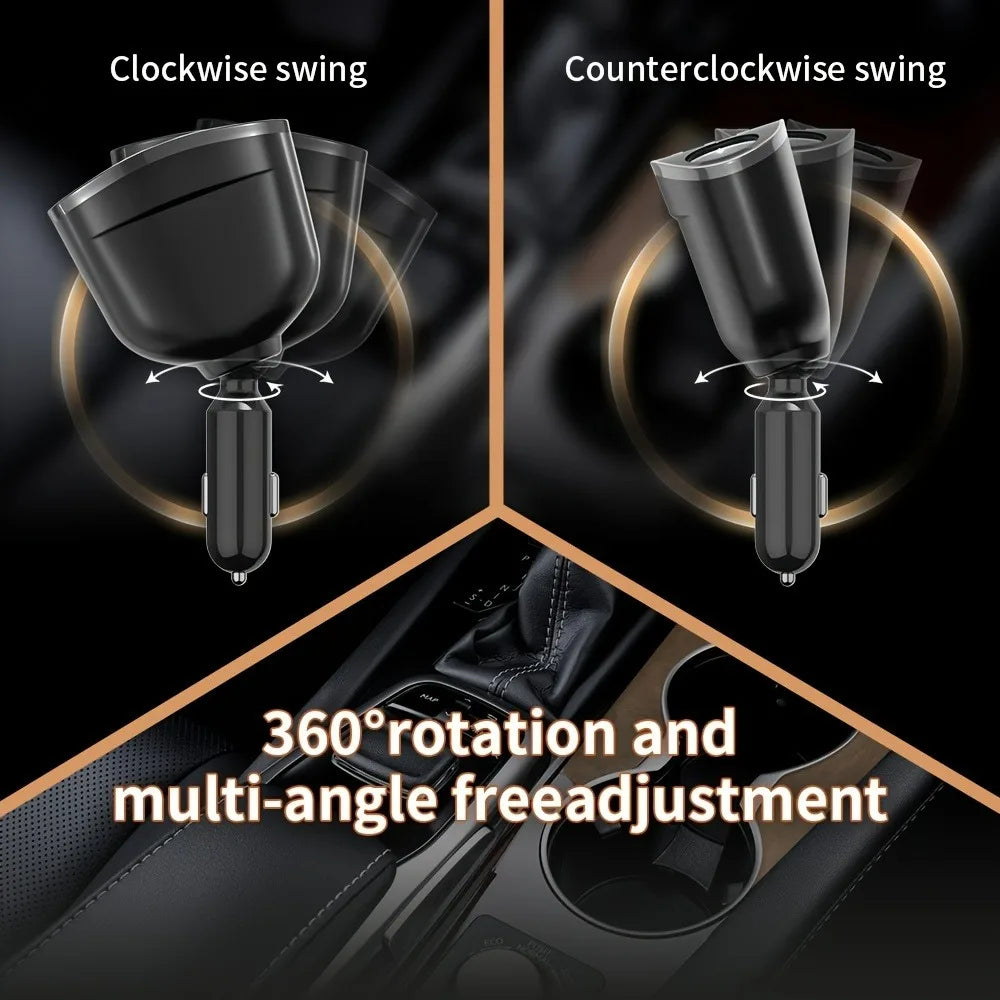 Cargador de Coche 3 Puertos con Carga Rápida y Pantalla Digital