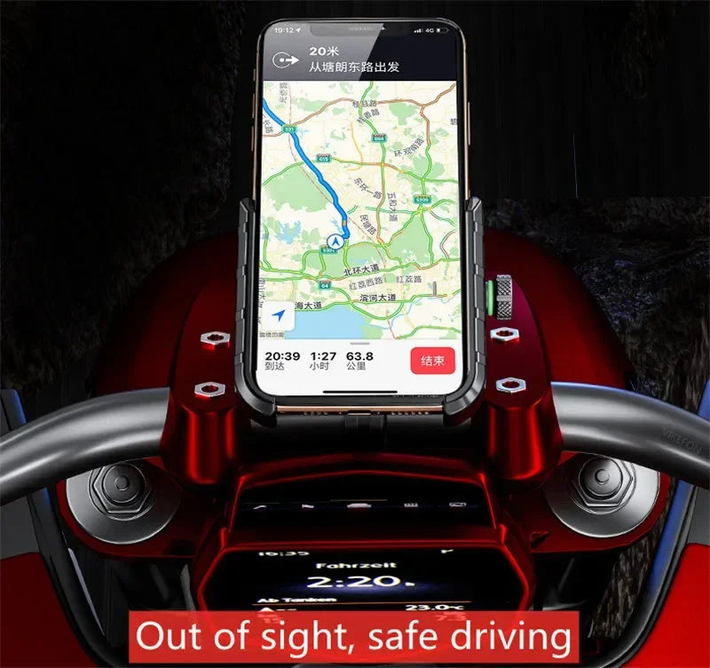 Soporte de Móvil para Moto con Carga Inalámbrica Rápida y USB