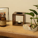 Gran quemador de aceite de madera de mango cuadrado - Árbol de la Vida