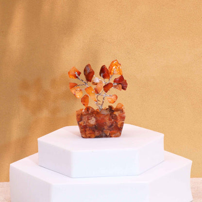 Mini árbol de piedras preciosas sobre base de orgonita - Cornalina (15 piedras)