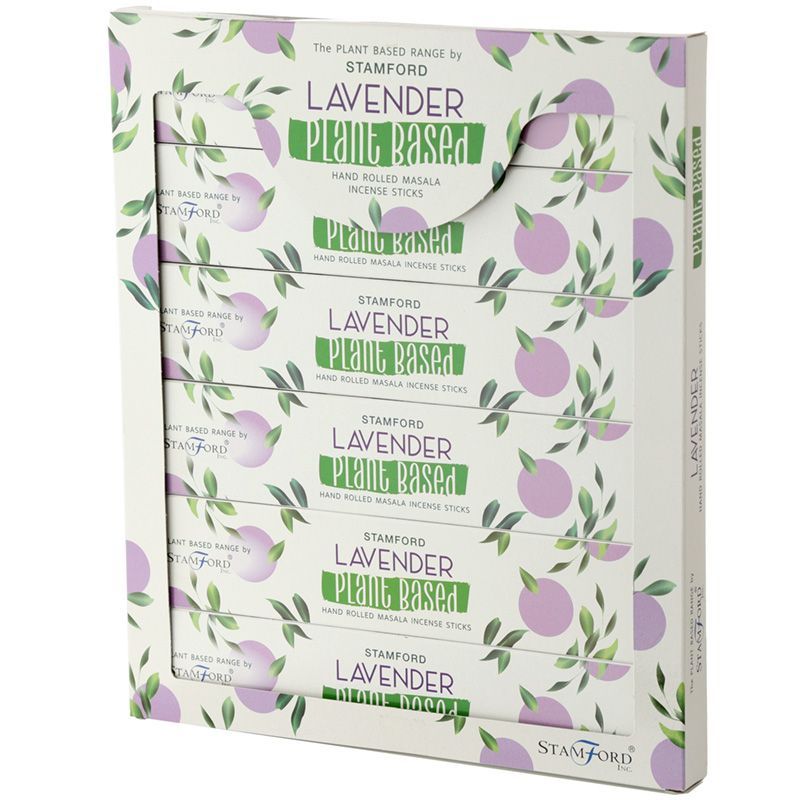 Stamford Lavender Plant-Based Hand Rolled Masala Incense Sticks in a multi-pack box.