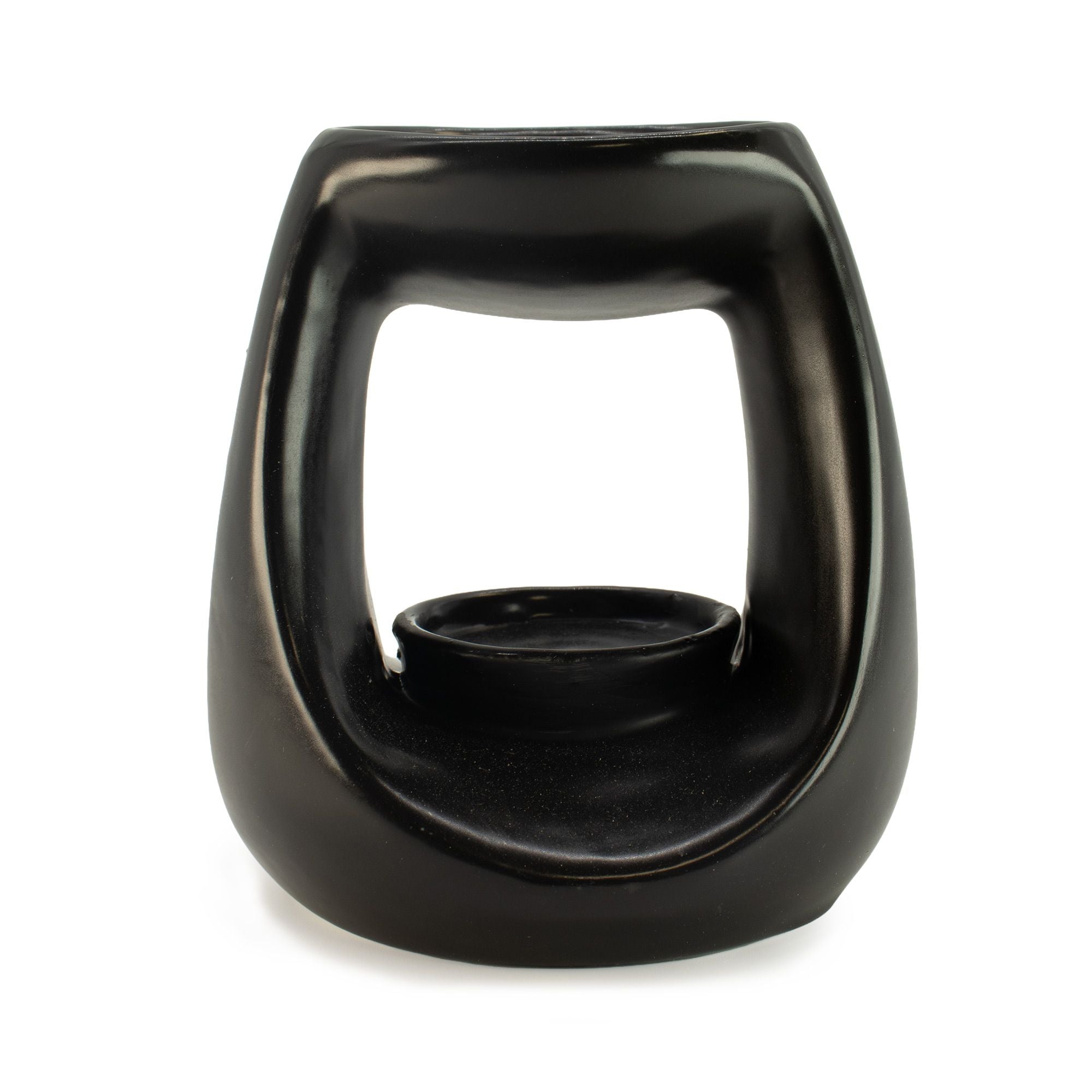 Quemador de aceite cerámico Zen - Gran guijarro ovalado - Negro mate