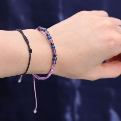 Vela de Cristal del Zodiaco con Pulsera de Piedras Preciosas - Acuario