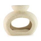 Quemador de aceite cerámico Zen - guijarro ovalado - blanco roto moteado