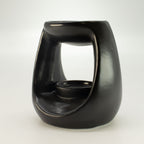 Quemador de aceite cerámico Zen - Gran guijarro ovalado - Negro mate