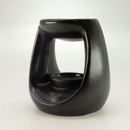 Brûleur à huile en céramique Zen - Grand galet ovale - Noir mat