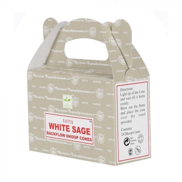 Conos de Reflujo Satya Salvia Blanca – Dhoop Backflow | Purificación del Hogar