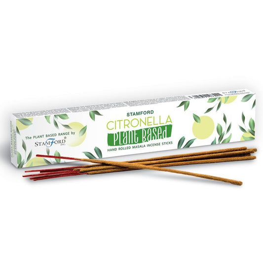 Stamford Citronella Plant Based hand rolled masala incense sticks and packaging