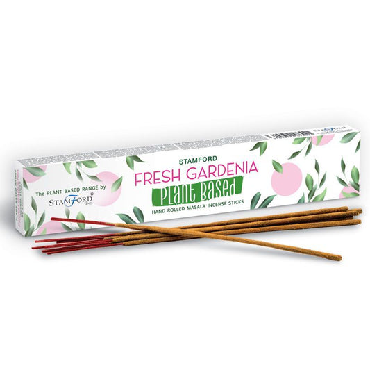 Stamford Fresh Gardenia plant-based hand rolled masala incense sticks and packaging