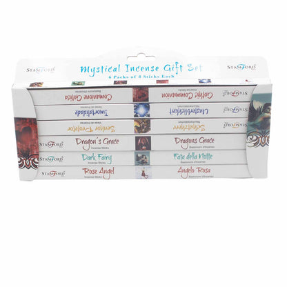 Stamford Mystical Incense Gift Set featuring Dragon's Grace, Dark Fairy, and Rose Angel scents.