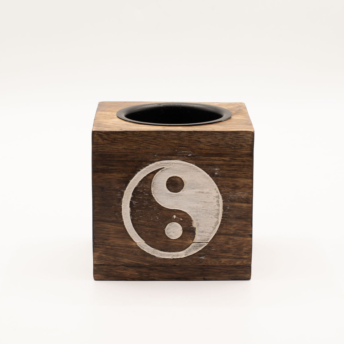 Runder Mango-Holz-Ölbrenner - Yin Yang