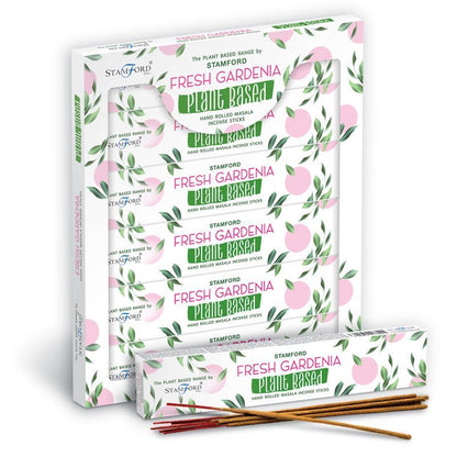Stamford Fresh Gardenia plant-based hand rolled masala incense sticks in decorative packaging