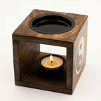 Quemador de aceite de madera de mango cuadrado - Yin Yang