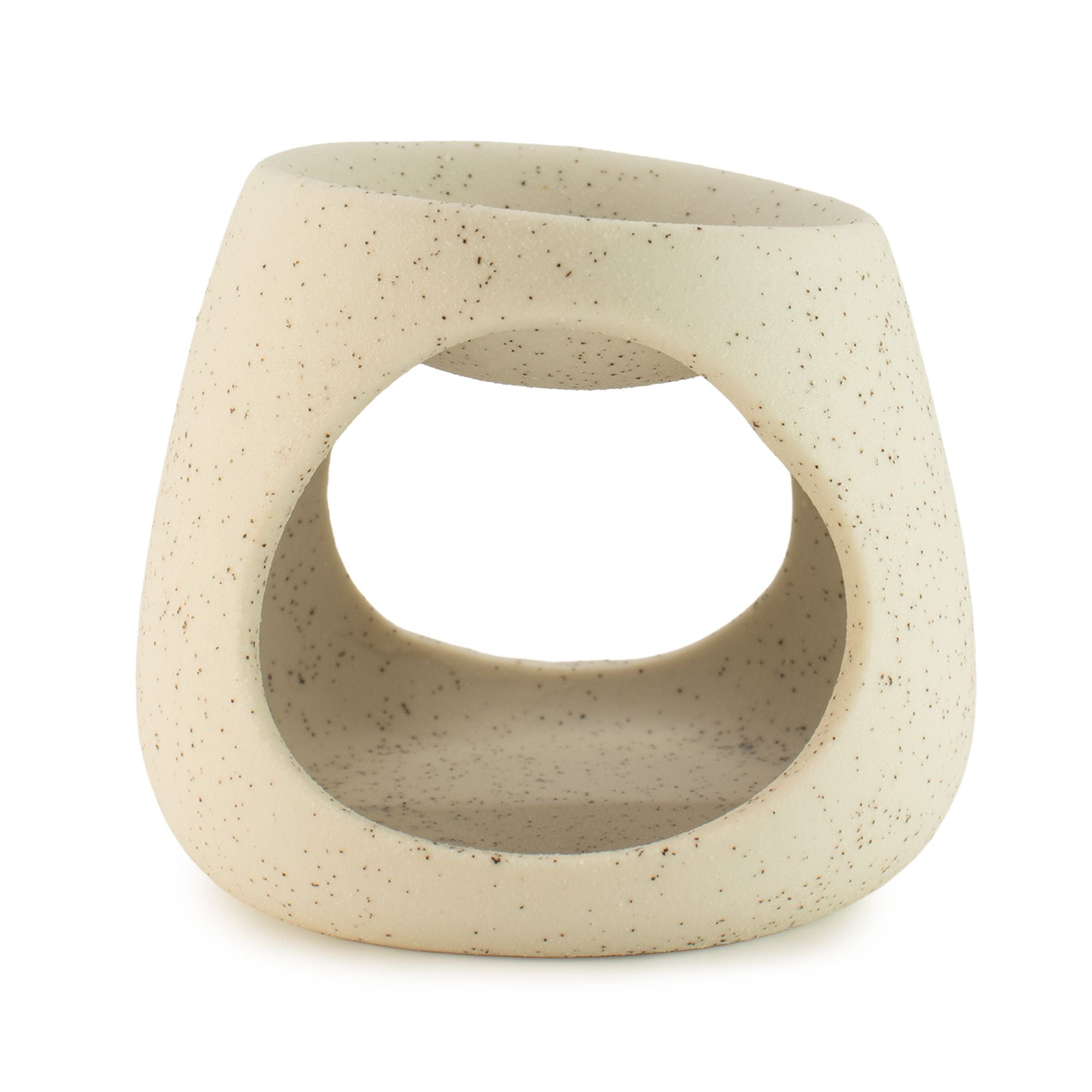 Quemador de aceite cerámico Zen - Guijarro redondo - Blanco roto moteado
