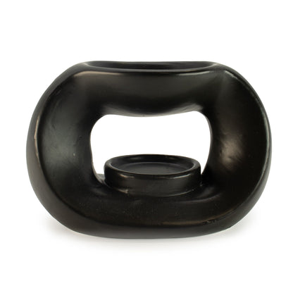 Zen Keramik-Duftlampe – ovales Kieseldesign – matt Schwarz
