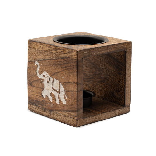 Quadratische Mango-Holzölbrenner - Elefant
