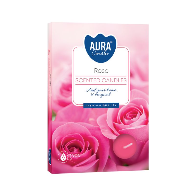 Lot de 6 Bougies Chauffe-plat Parfumées - Rose