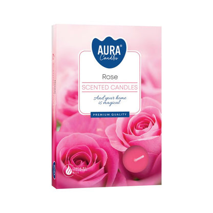 Lot de 6 Bougies Chauffe-plat Parfumées - Rose