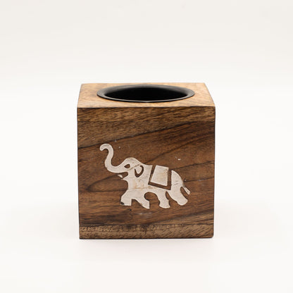 Quadratische Mango-Holzölbrenner - Elefant