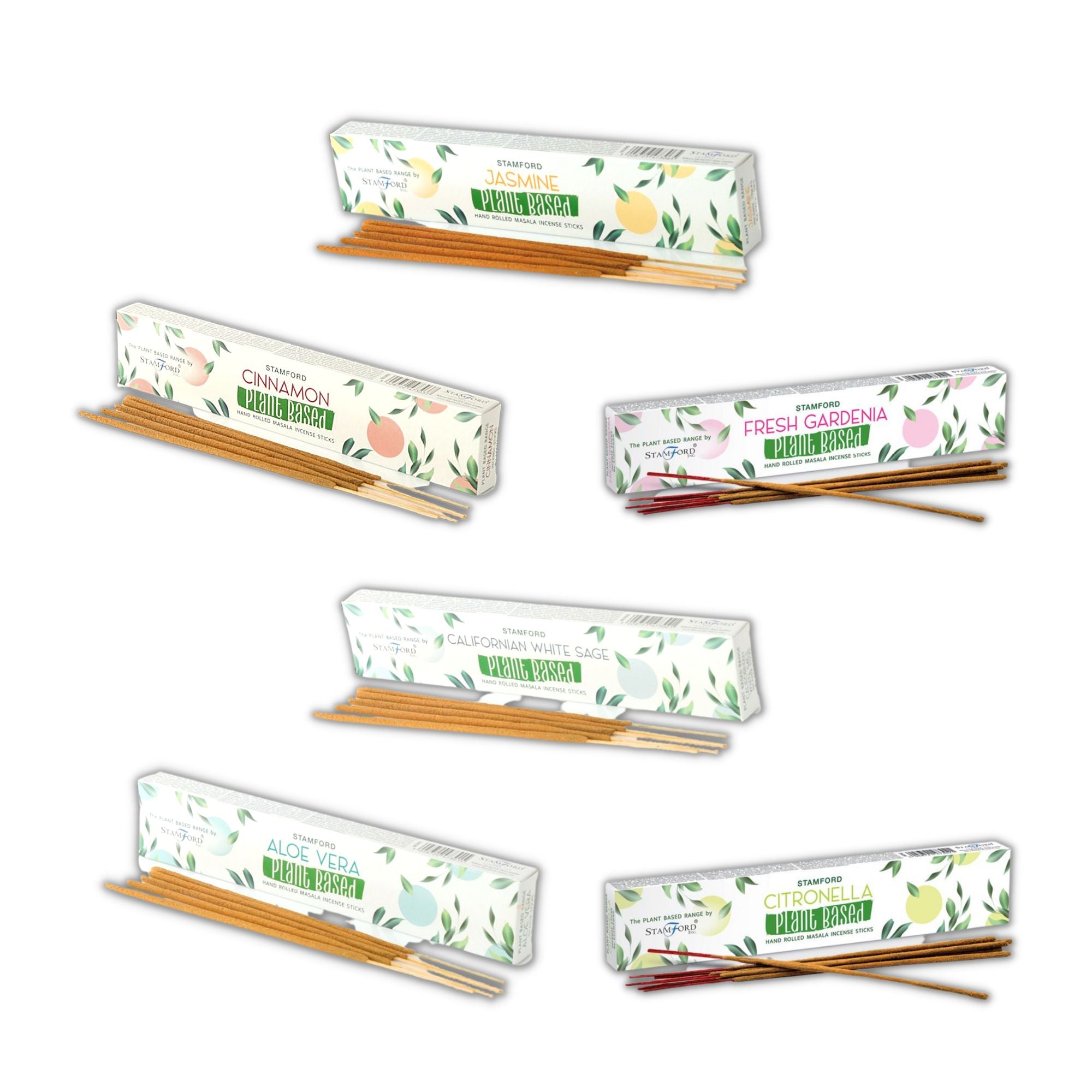 Incienso Masala Natural Stamford – Pack Surtido 6 Fragancias | Aloe Vera, Salvia Blanca, Canela, Citronela, Gardenia y Jazmín