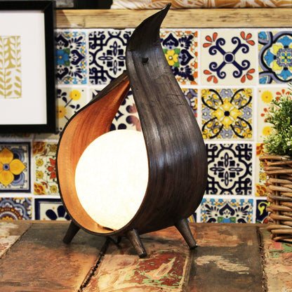 Natürliche Kokosnusslampe – gedrehtes Wickelgeflecht Schokolade