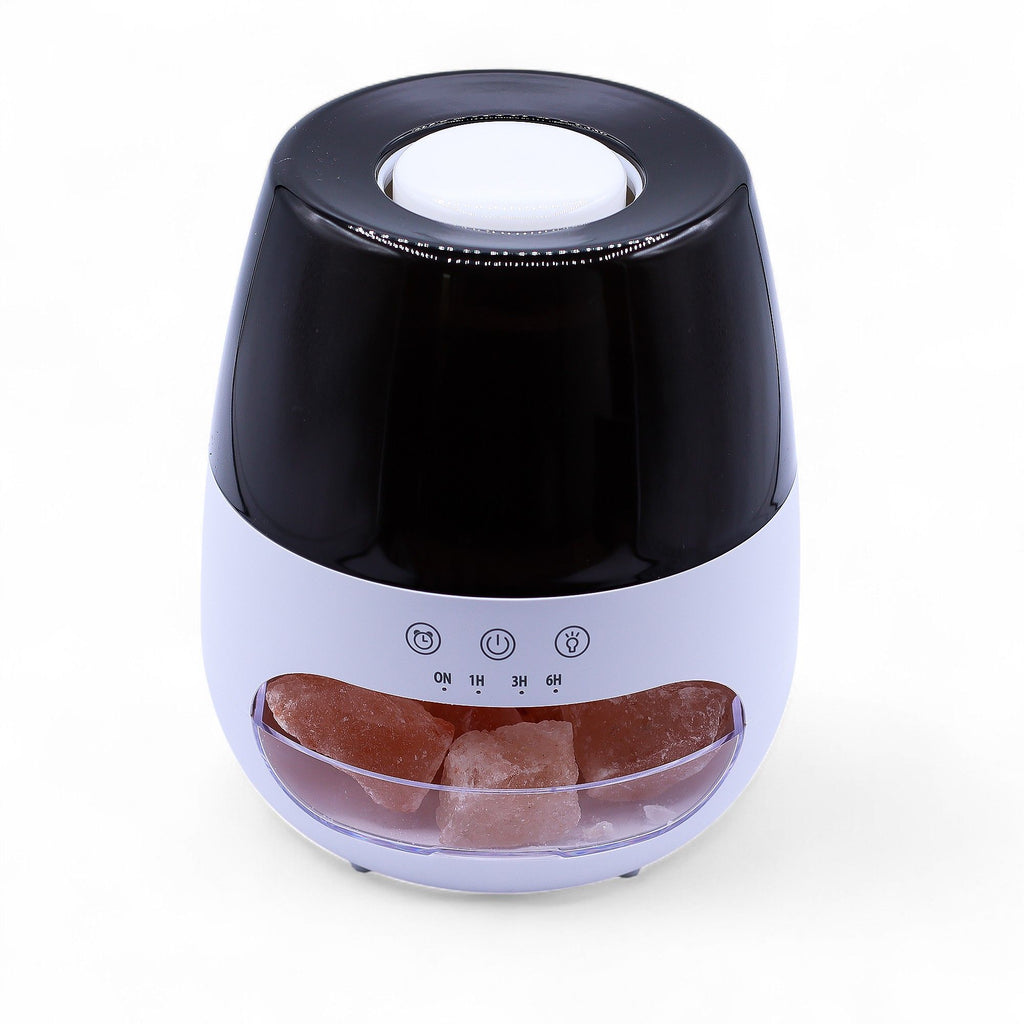 Difusor de aroma con efecto de llama de piedra de sal - USB blanco - Cambio de color y temporizador