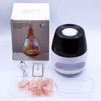 Difusor de aroma con efecto de llama de piedra de sal - USB blanco - Cambio de color y temporizador
