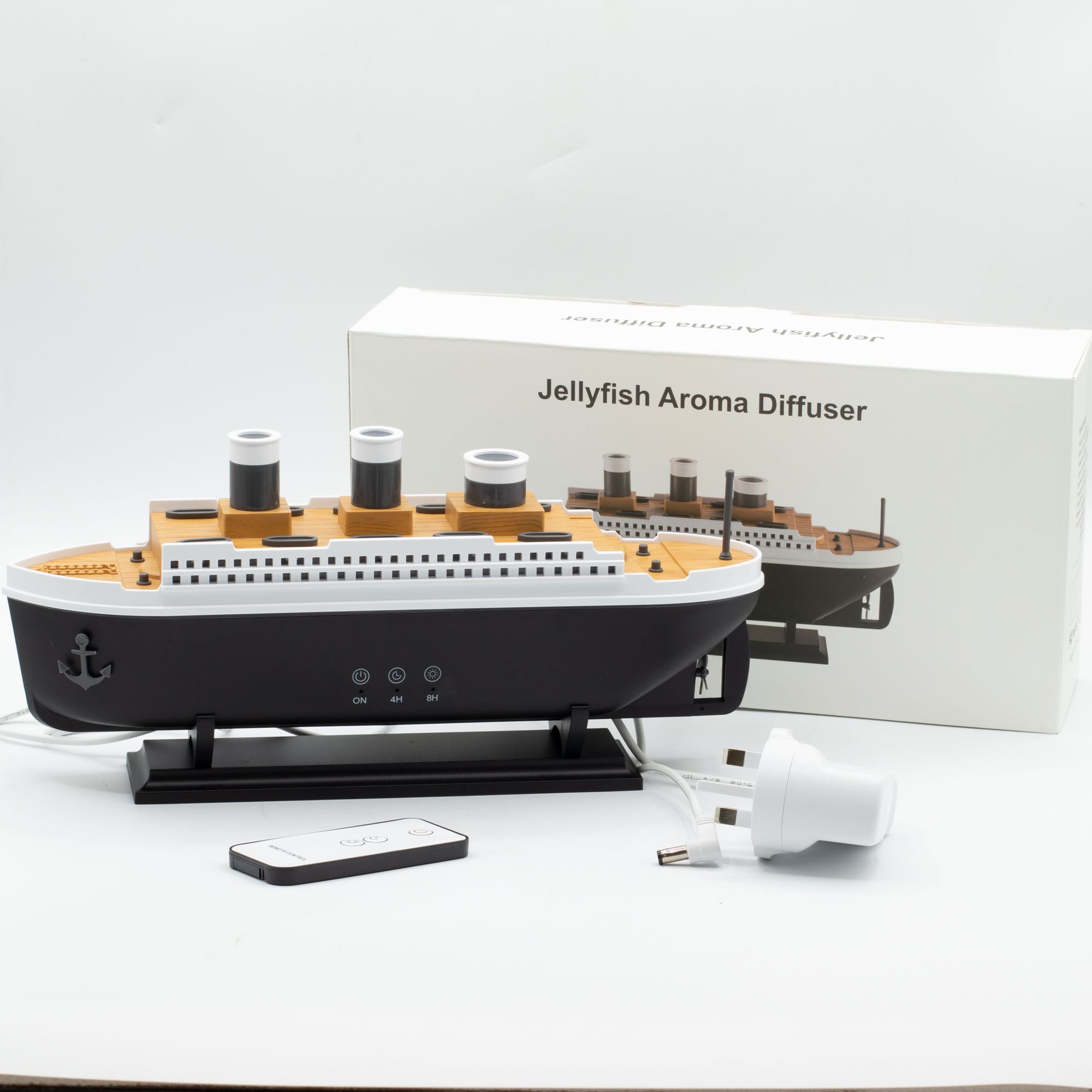 Difusor de aromas con efecto de modelo de barco y LED que cambia de color